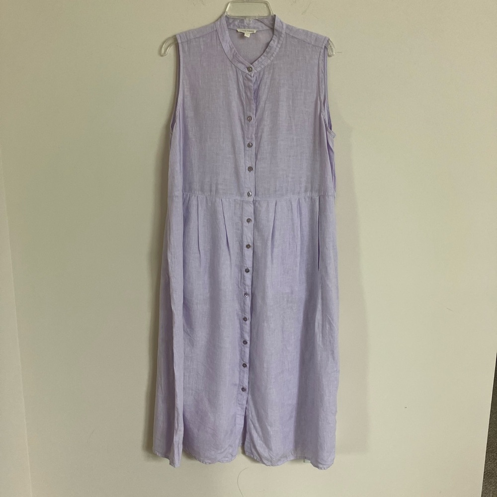 Eileen Fisher Lavender Maxi Organic Linen Dress